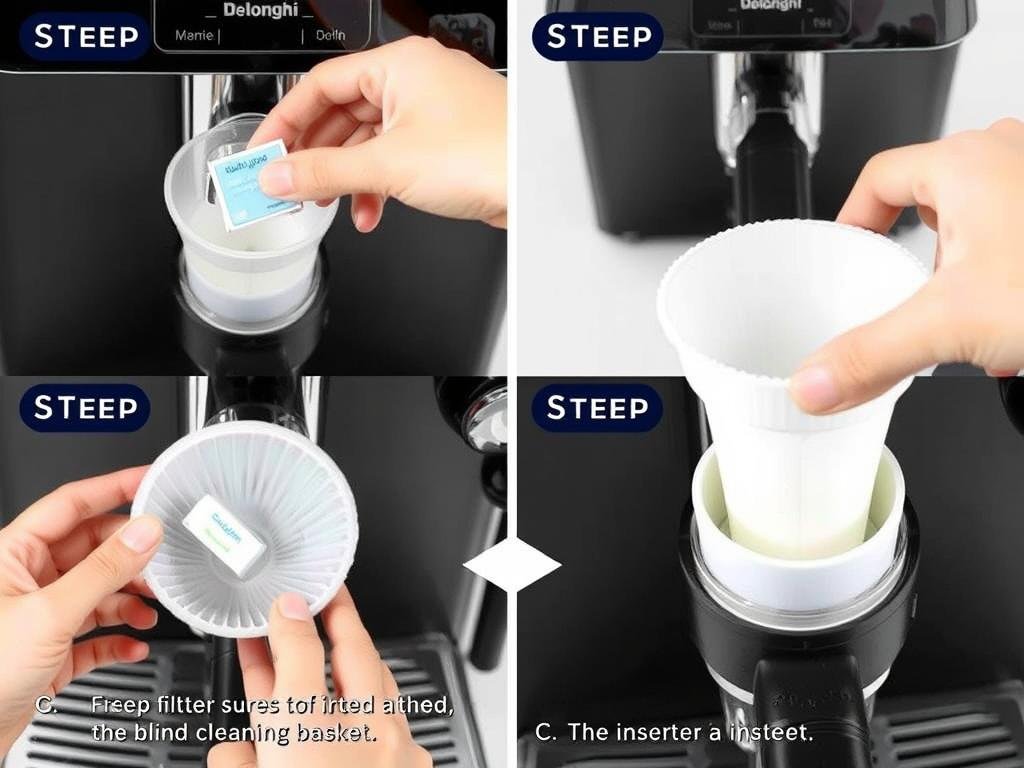 Backflushing a Delonghi espresso machine with cleaning tablet Backflushing a Delonghi espresso machine with cleaning tablet
