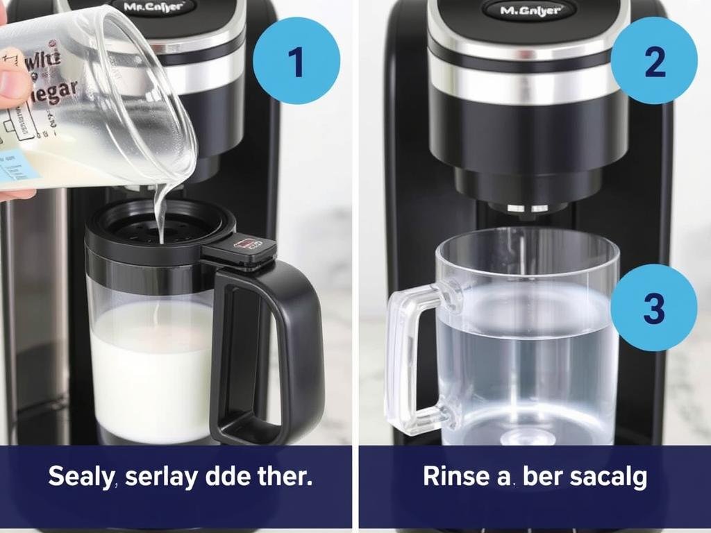 Process of descaling a Mr. Coffee machine with vinegar solution